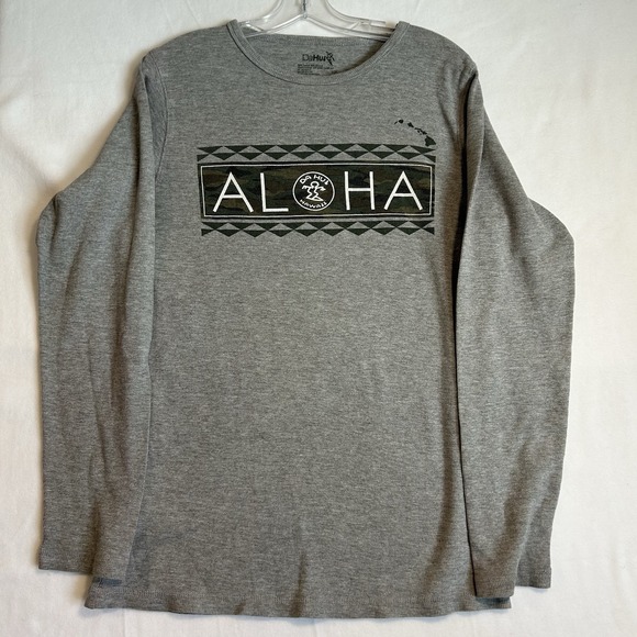 Other - Da Hui T Shirt Long Sleeve  Mens L Gray Graphic T Shirt Aloha Spell Out Top EUC